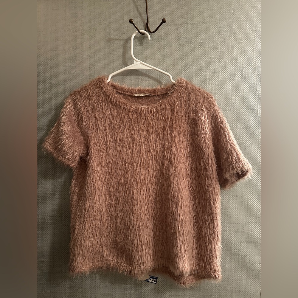 Zara Trafaluc Fuzzy Short Sleeve Top